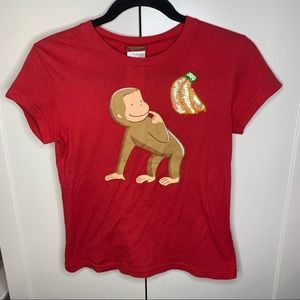 Red Curious George Graphic Tee